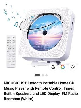 CD Player Portable Bluetooth 5.1 Desktop CD Player with HiFi Sound Speakers,Re..